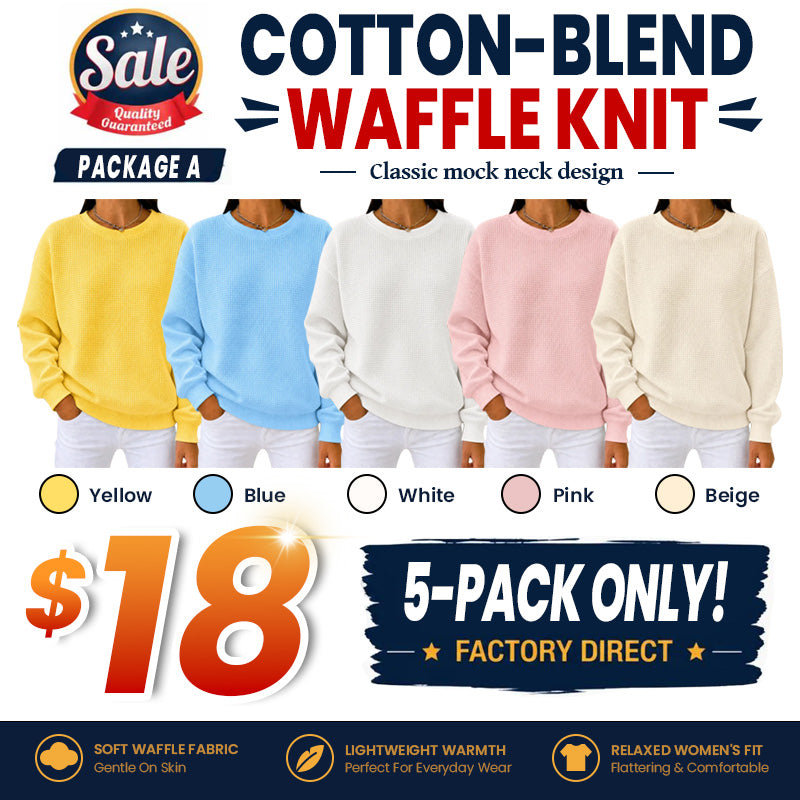 CLEARANCE SALE🔥 Women's Waffle Knit Crewneck Sweatshirt