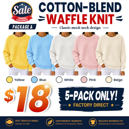 CLEARANCE SALE🔥 Women's Waffle Knit Crewneck Sweatshirt