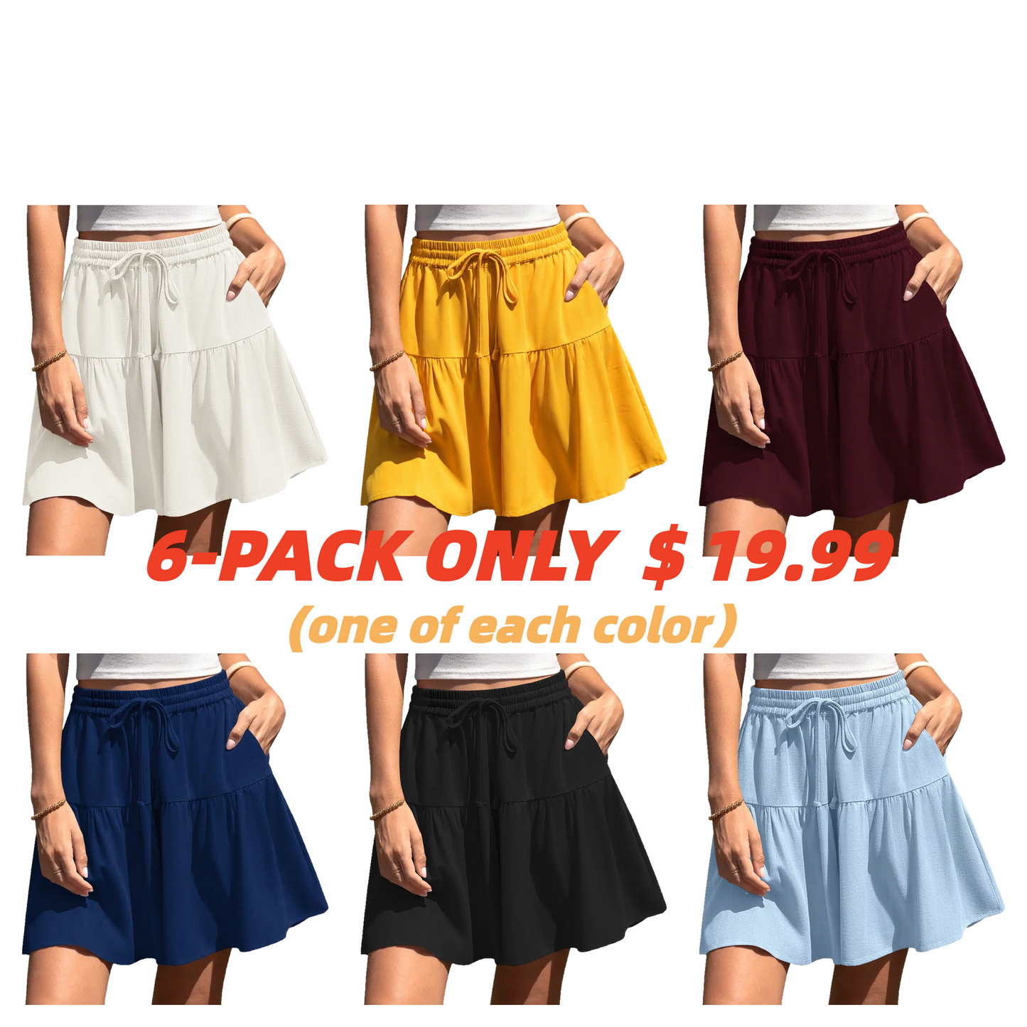 Womens Linen Blend Wide Leg Flowy Culotte Shorts Drawstring Loose Fit