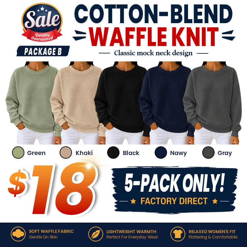 CLEARANCE SALE🔥 Women's Waffle Knit Crewneck Sweatshirt