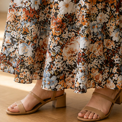 Women's Elegant Floral High-Waisted A-Line Maxi Skirt