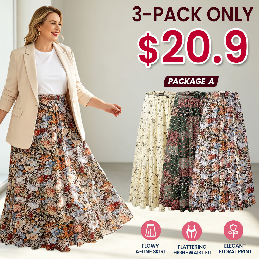 Women's Elegant Floral High-Waisted A-Line Maxi Skirt
