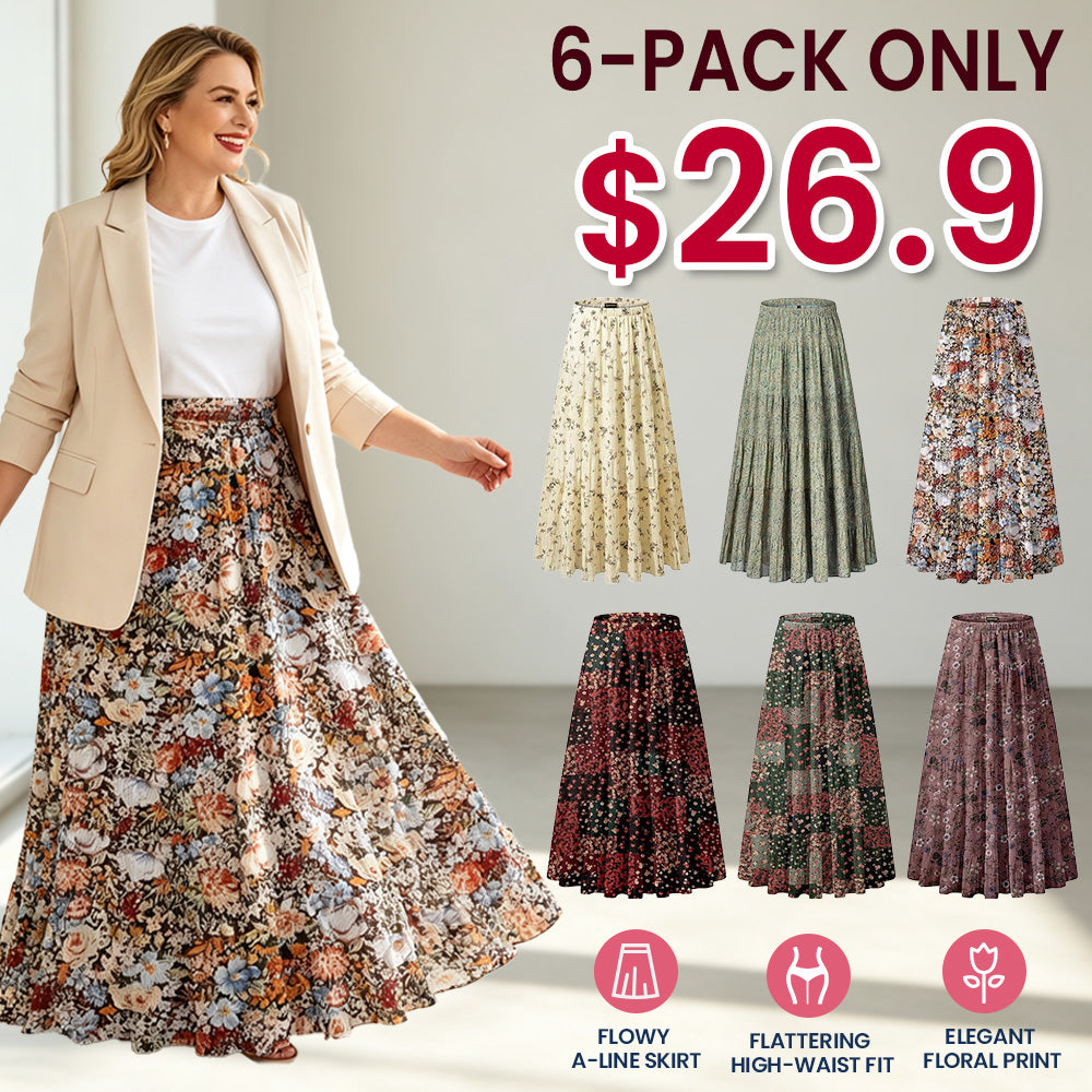 Women's Elegant Floral High-Waisted A-Line Maxi Skirt