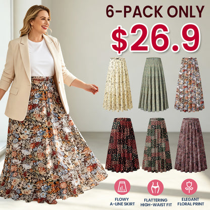 Women's Elegant Floral High-Waisted A-Line Maxi Skirt