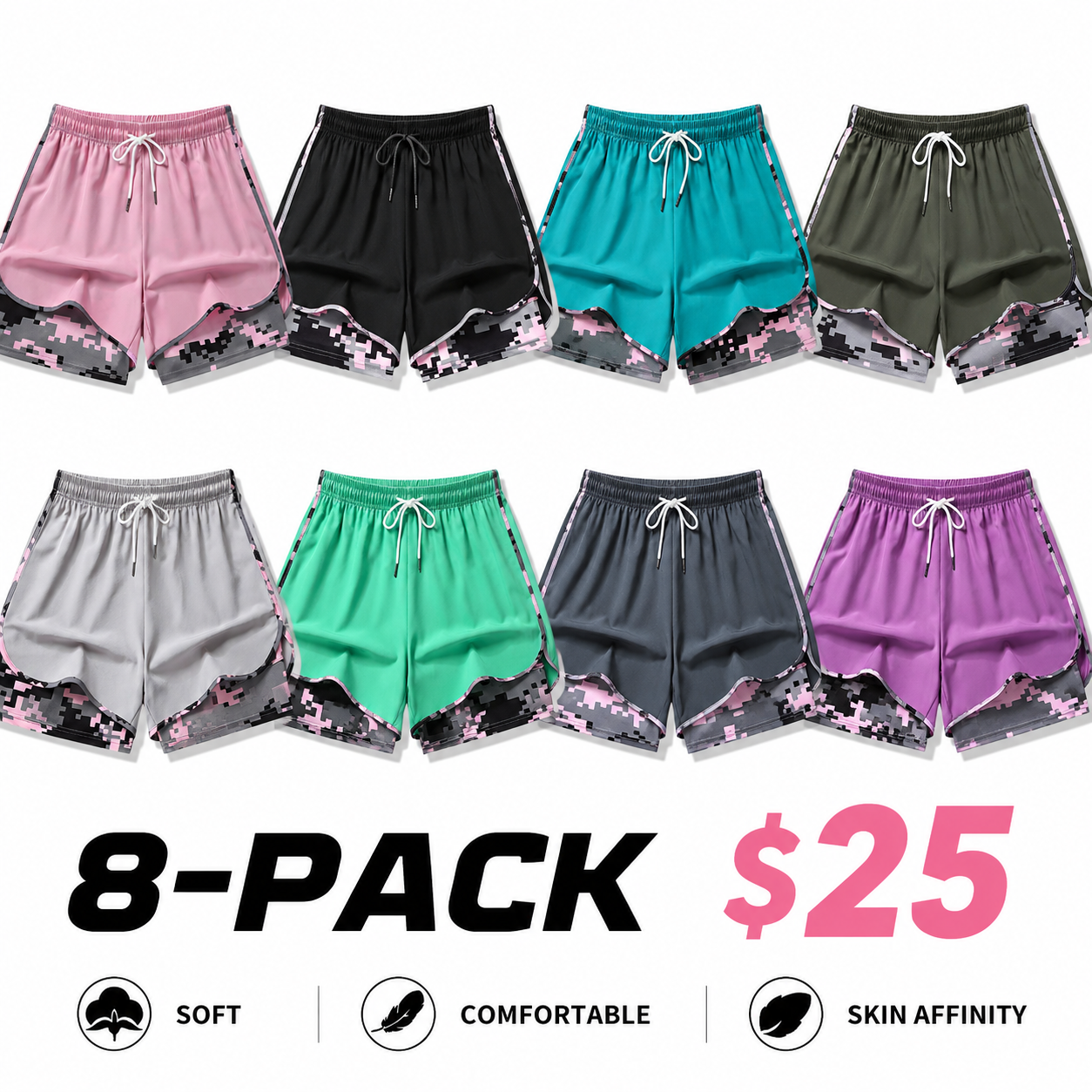 women’s casual athletic shorts with built-in liner