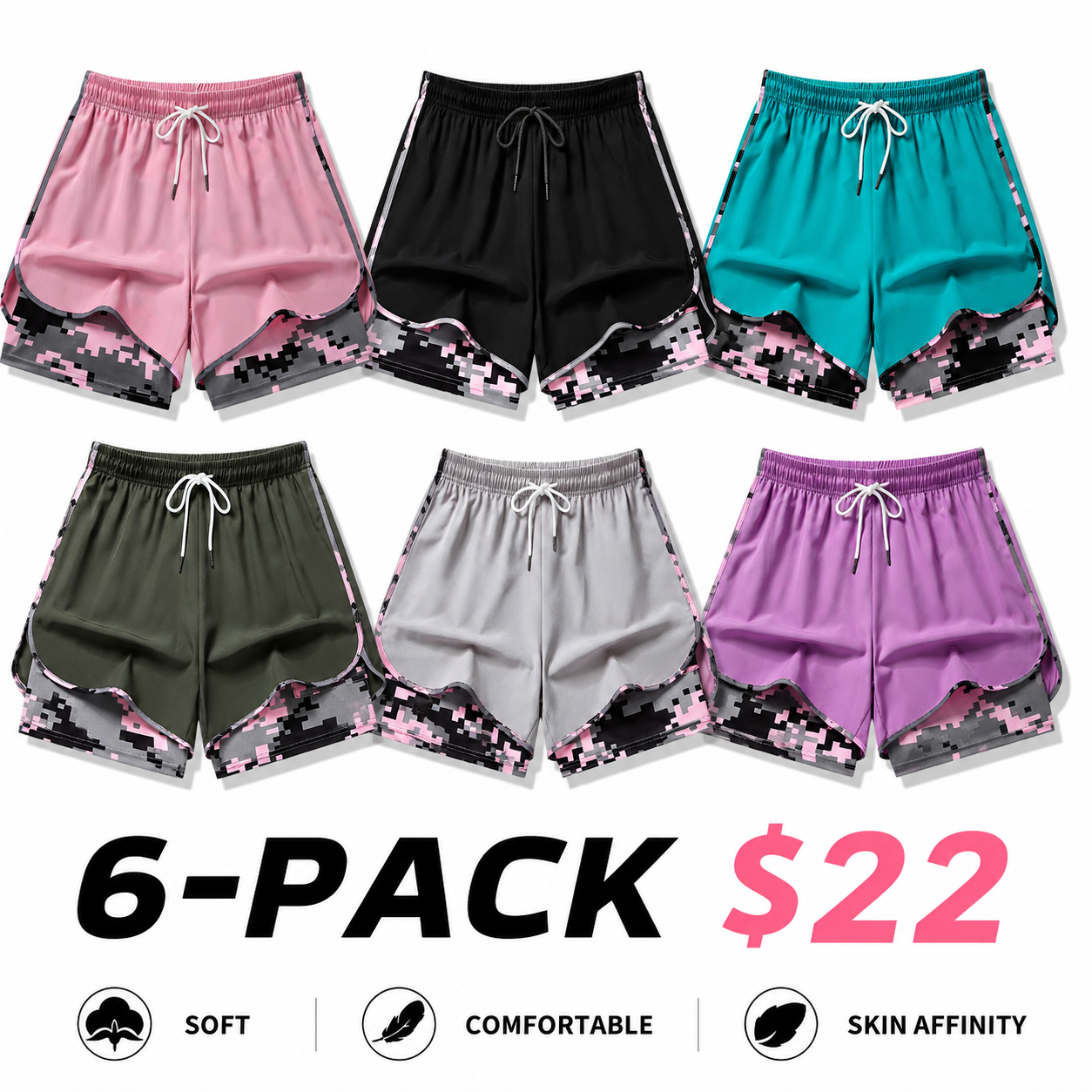women’s casual athletic shorts with built-in liner