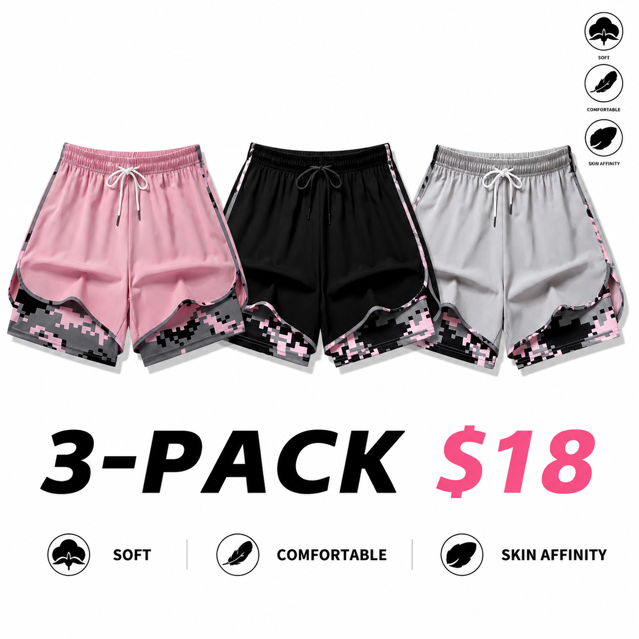 women’s casual athletic shorts with built-in liner