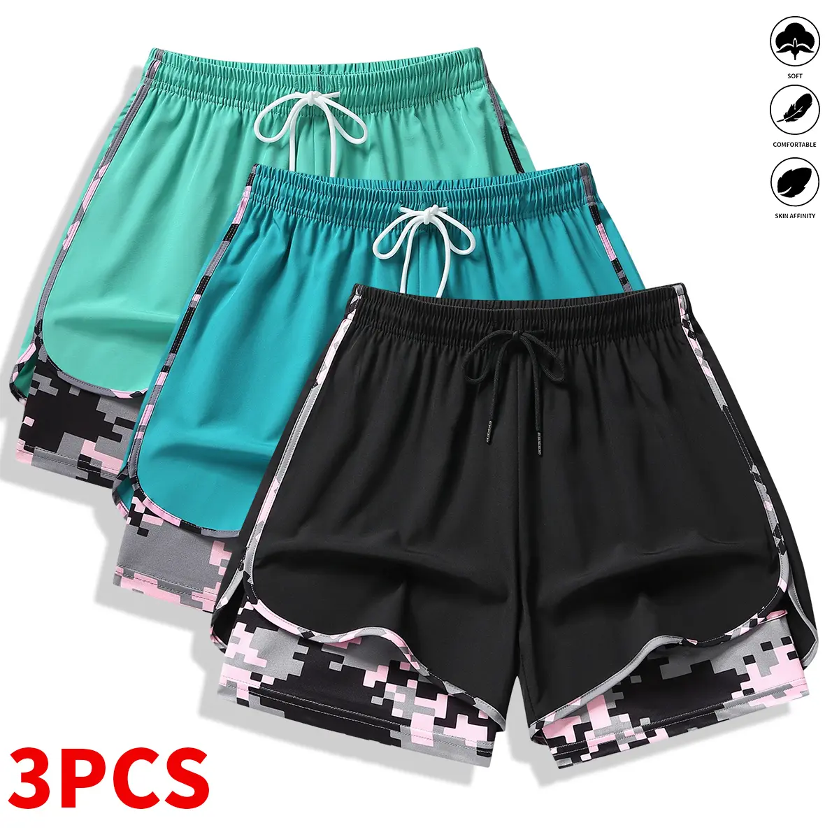 women’s casual athletic shorts with built-in liner