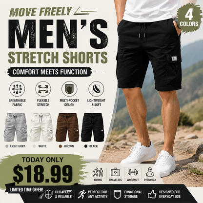 🔥🔥 Men's Pockets Drawstring Cargo Shorts