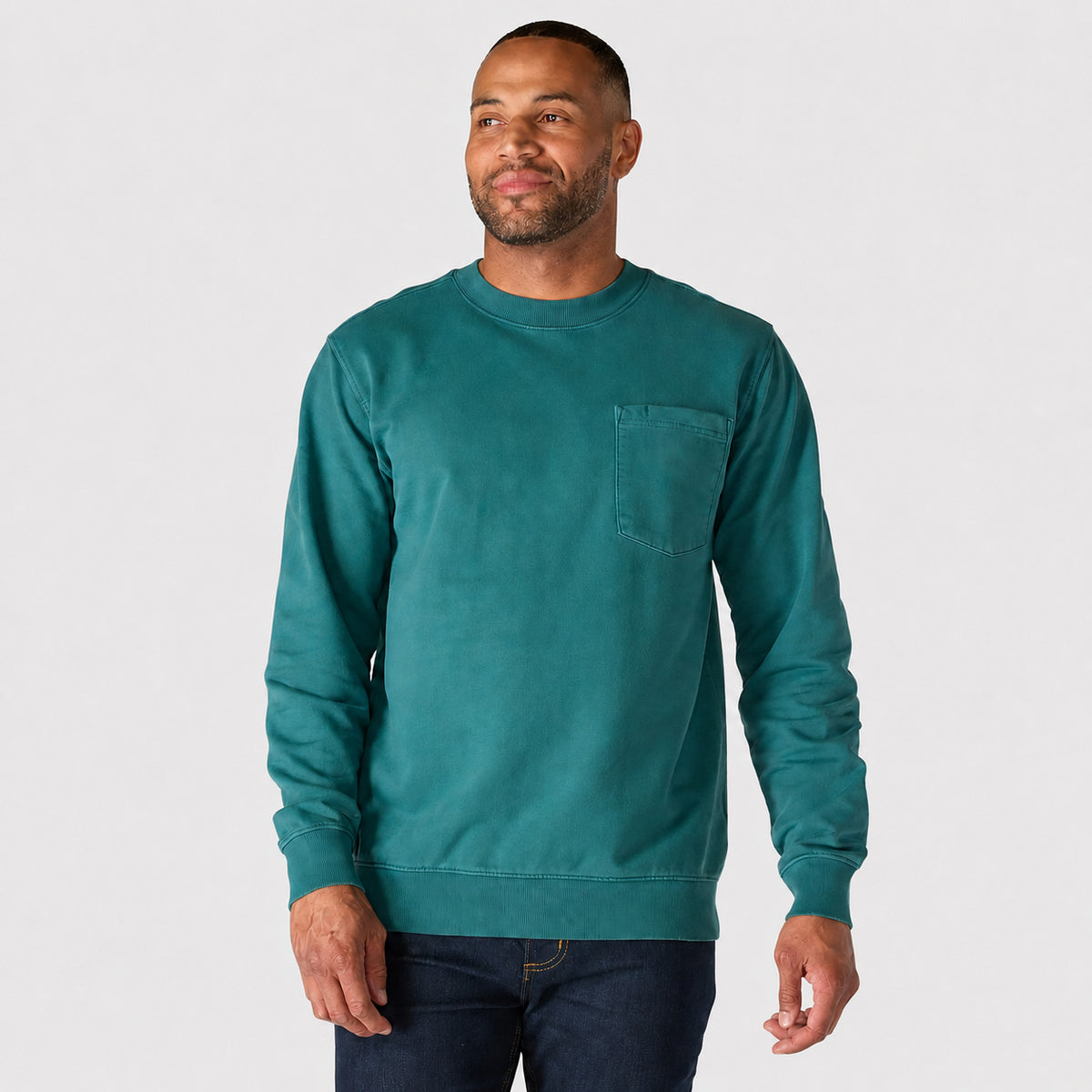 Vintage Washed Unisex Pocket Crewneck Sweatshirt