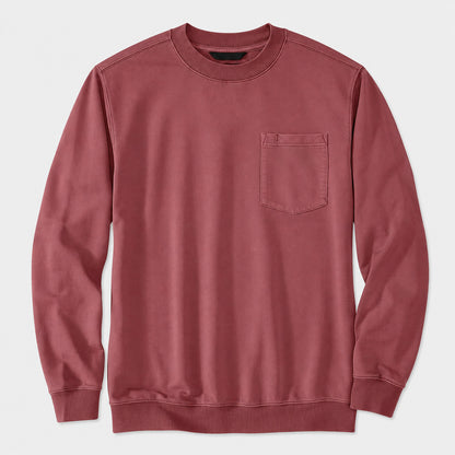 Vintage Washed Unisex Pocket Crewneck Sweatshirt