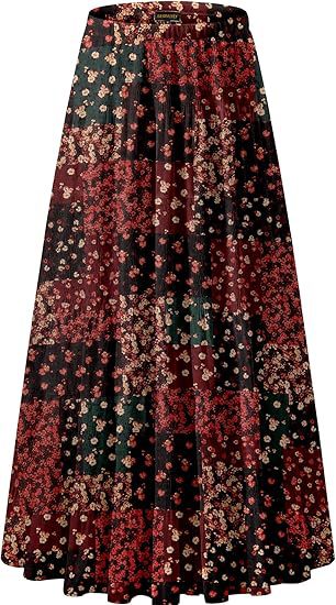 Women's Elegant Floral High-Waisted A-Line Maxi Skirt