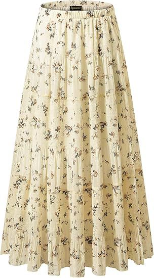 Women's Elegant Floral High-Waisted A-Line Maxi Skirt