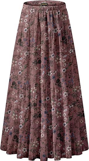 Women's Elegant Floral High-Waisted A-Line Maxi Skirt