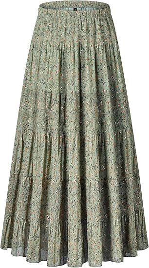 Women's Elegant Floral High-Waisted A-Line Maxi Skirt