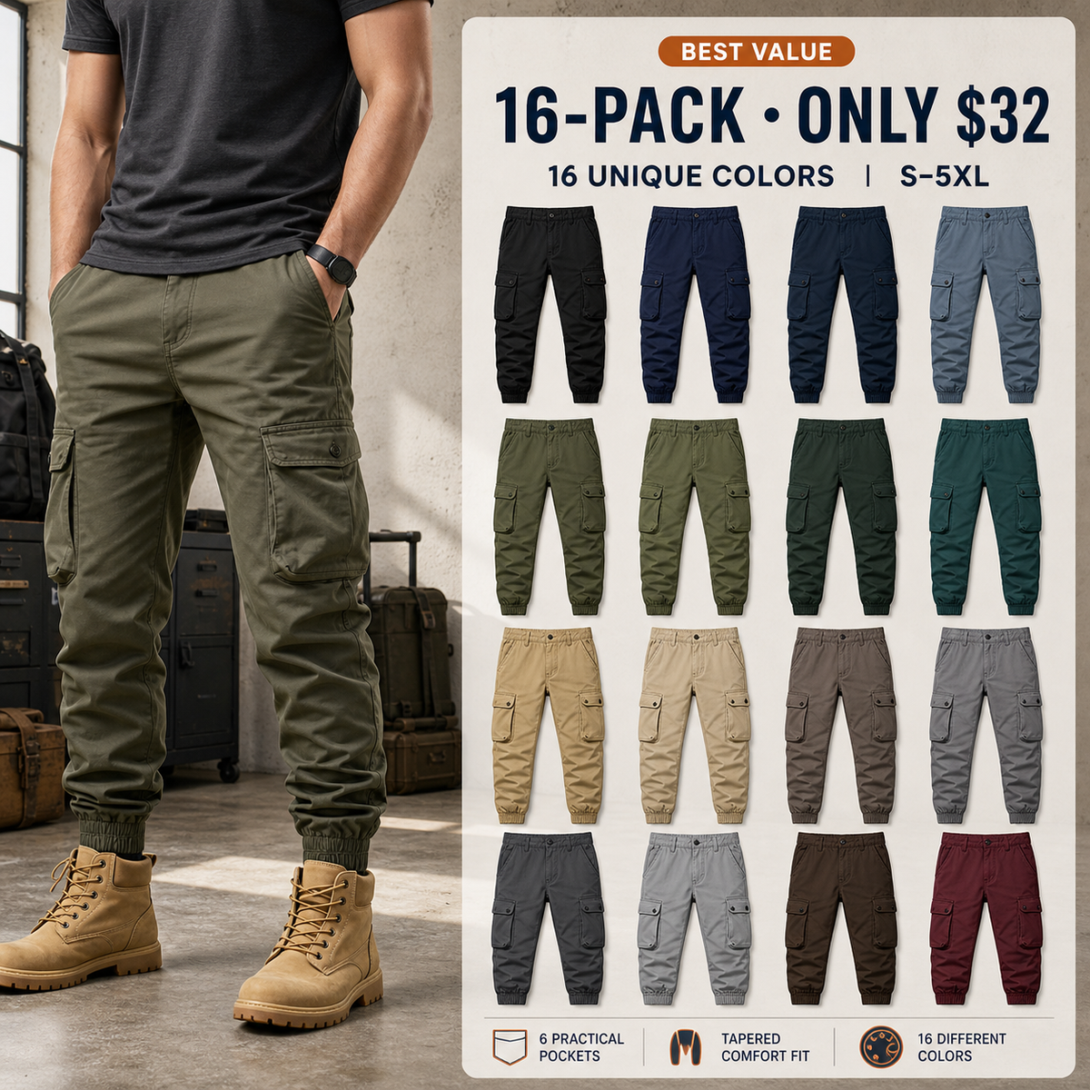 🔥 Men's Multi-Pocket Cargo Joggers